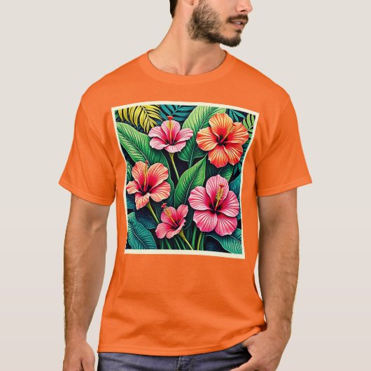 Tropical Hibiscus Bloom Artistry T-shirt (Voorkant)