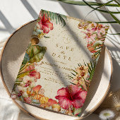 Tropical Hibiscus Botanical Wedding Save The Date