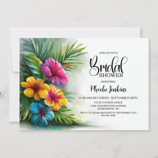 Tropical Hibiscus Bridal Shower Kaart (Voorkant)