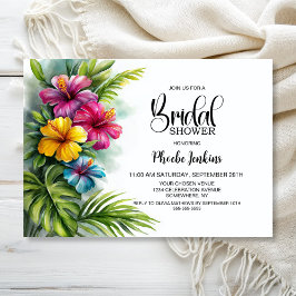 Tropical Hibiscus Bridal Shower Kaart