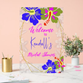 Tropical Hibiscus Bridal Shower Welcome Acryl Bord
