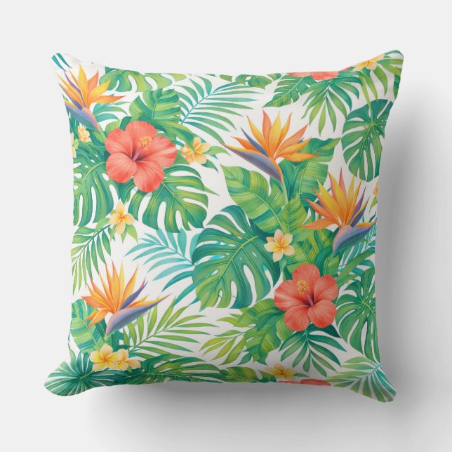 Tropical Hibiscus Floral Kussen (Voorkant)
