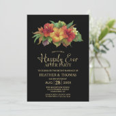 Tropical Hibiscus Floral Wedding After Party Kaart (Staand voorkant)
