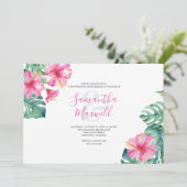 Tropical Hibiscus Flower Jubileum Invite (Staand voorkant)