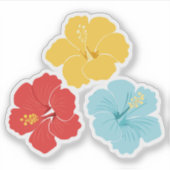 Tropical Hibiscus Flower Trio – Red, Yellow & Blue Sticker (Voorkant)