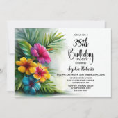 Tropical Hibiscus Flowers Any Age Birthday Party Kaart (Voorkant)