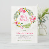 Tropical Hibiscus Flowers Baby shower Invitation Kaart (Staand voorkant)
