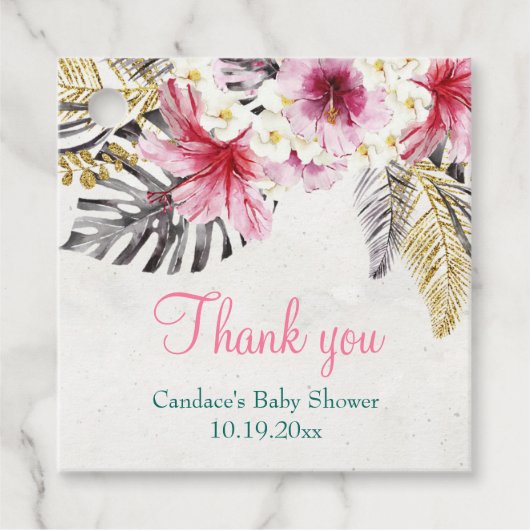 Tropical Hibiscus Flowers Party Favor Labels (Voorkant)