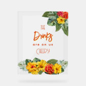 Tropical Hibiscus Luau Open Bar Acrylic Sign Acryl Bord (Voorkant)