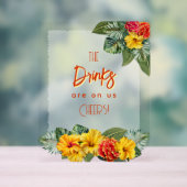 Tropical Hibiscus Luau Open Bar Acrylic Sign Acryl Bord (Neutraal)