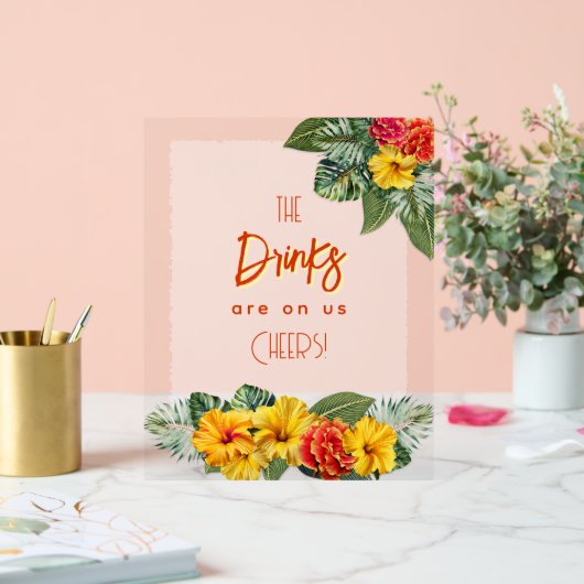 Tropical Hibiscus Luau Open Bar Acrylic Sign Acryl Bord (Huwelijk)