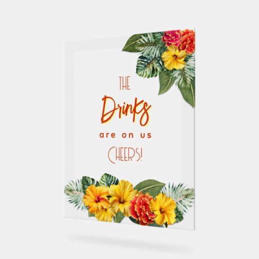 Tropical Hibiscus Luau Open Bar Acrylic Sign Acryl Bord (Hoek)