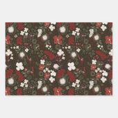 Tropical Hibiscus, Palm, Stripe Red Sage Christmas Inpakpapier Vel (Voorkant)
