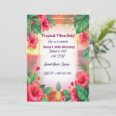 Tropical Hibiscus Pineapple Adult  Birthday In Kaart (Staand voorkant)