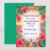 Tropical Hibiscus Pineapple Adult  Birthday In Kaart (Voorkant / Achterkant)