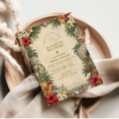 Tropical Hibiscus Seashell Wedding Kaart