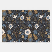 Tropical Hibiscus, Stripes, Ornaments Blue Holiday Inpakpapier Vel (Voorkant)