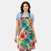 Tropical Hibiscus Watercolor Bright Floral Pattern Schort (Gedragen)