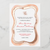 Tropical Hibiscus Wavy Border Vibrant Wedding Folie Uitnodiging (Voorkant)