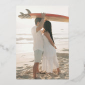 Tropical Hibiscus Wavy Border Vibrant Wedding Folie Uitnodiging (Achterkant)