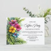 Tropical Hibiscus Wedding After Party Kaart (Staand voorkant)