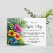 Tropical Hibiscus Wedding After Party Kaart (Staand voorkant)