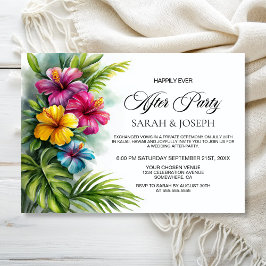 Tropical Hibiscus Wedding After Party Kaart