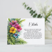 Tropical Hibiscus Wedding Details Informatiekaartje (Staand voorkant)