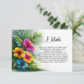 Tropical Hibiscus Wedding Details Informatiekaartje (Staand voorkant)