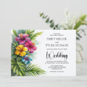 Tropical Hibiscus Wedding Kaart (Staand voorkant)