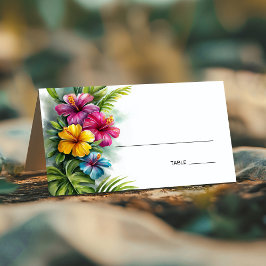 Tropical Hibiscus Wedding Place Card Plaatskaartje