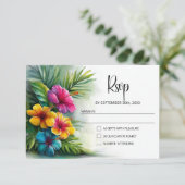 Tropical Hibiscus Wedding RSVP (Staand voorkant)