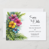 Tropical Hibiscus Wedding Save the Date (Voorkant)