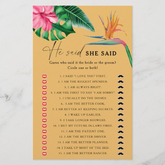 Tropical - Hij zei dat ze zei vrijgezellenfeest sp (Voorkant)