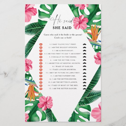 Tropical - Hij zei dat ze zei vrijgezellenfeest sp (Voorkant)