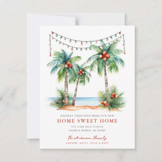 Tropical Holiday New Home Card Aankondiging (Voorkant)