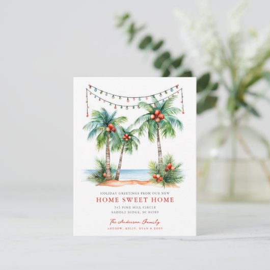 Tropical Holiday New Home Card Aankondiging (Staand voorkant)
