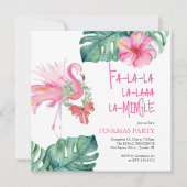Tropical Holiday Party Waterverf Flamingo Kaart (Voorkant)