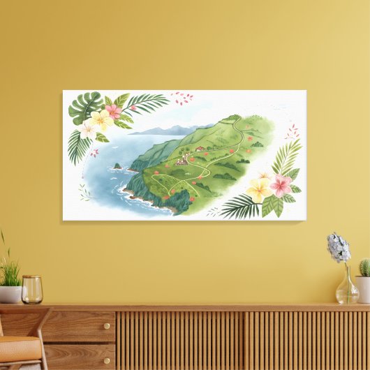 Tropical Honeymoon Trail Map Art Print (Insitu (Woonkamer))