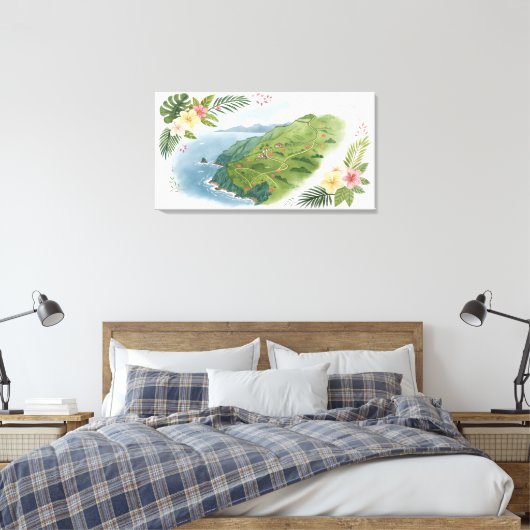 Tropical Honeymoon Trail Map Art Print (Insitu (Slaapkamer))