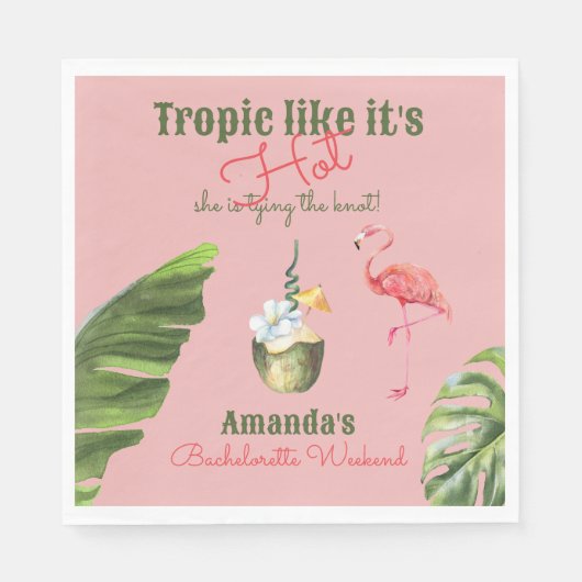 Tropical Hot Pink Palm Springs vrijgezellenfeest Servet (Voorkant)
