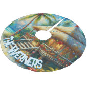 Tropical Hut Christmas Palm Tree Personalized Kerstboom Rok (Gekanteld)