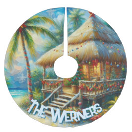 Tropical Hut Christmas Palm Tree Personalized Kerstboom Rok