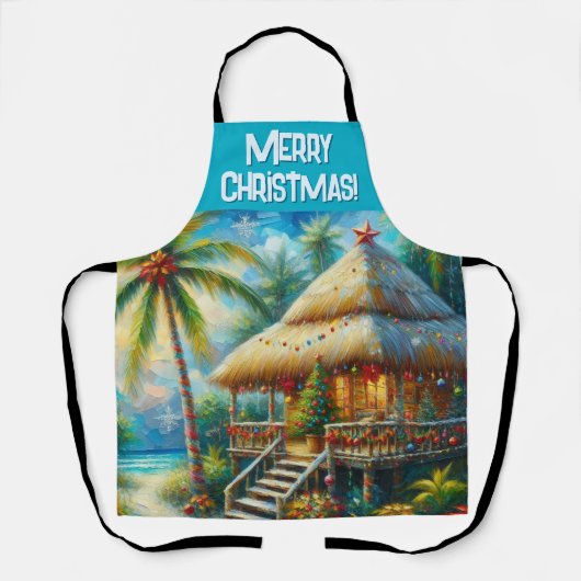 Tropical Hut Christmas Palm Tree Personalized Schort (Voorkant)