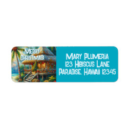 Tropical Hut Christmas Palm Tree Retouradres Etiket
