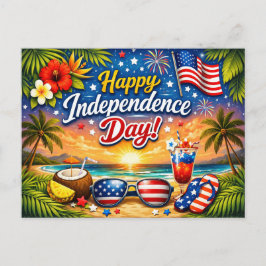 Tropical Independence Day Celebration Feestdagenkaart