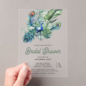 Tropical Indian Peacock Floral Bridal Shower Acryl Uitnodigingen (Insitu (Draagbaar))