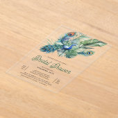 Tropical Indian Peacock Floral Bridal Shower Acryl Uitnodigingen (Laagn)