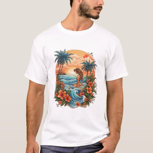 Tropical Ink Fusion: Zeiler Jerry Tattoo Kunst T-shirt (Voorkant)