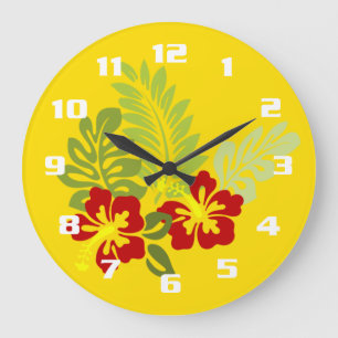 Tropical Insipred Design with Hibiscus flower Grote Klok